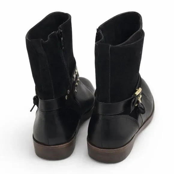 Coach New York Studded Harness Moto Ankle Boots Black Leather Size 6B - Picture 5 of 7